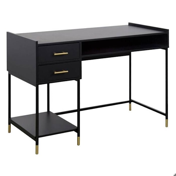 Bureau - Atmosphera - Tedy - 2 lådor - MDF-trä - Järn - Svart Svart