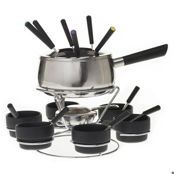 Fondue service - 5five - Drejet plade - 6 personer - Rustfrit stål - Sort Svart