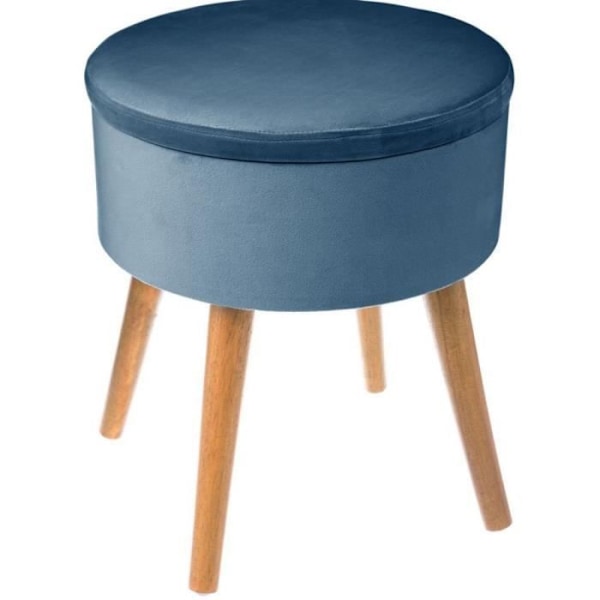 Taburett - Vintage - Mörknatt - Sammetstyg - D38xH44cm - Ben i trä Röd och andra