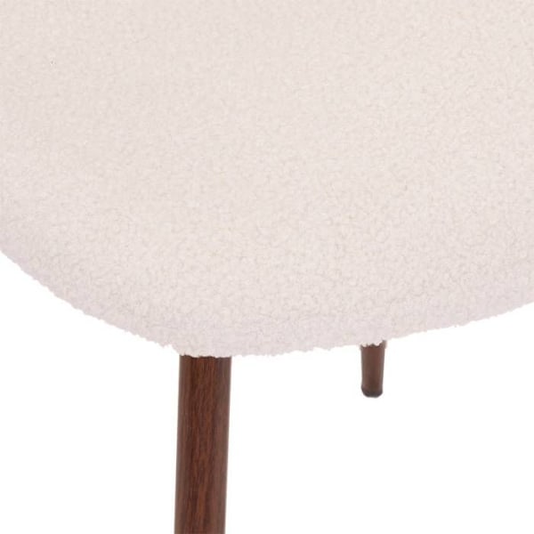 Stol i imitation valnød med boucle - Hvid - 44 x 51 x 85 cm hvid