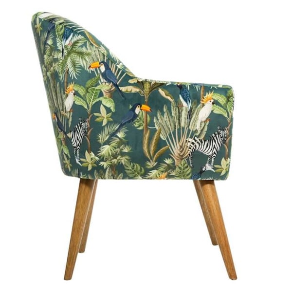 Fauteuil - ATMOSPHERA - Jungle Sango - Multifarvet velour - 1 plads - 70,5 x 65 x 83 cm Flerfärgad