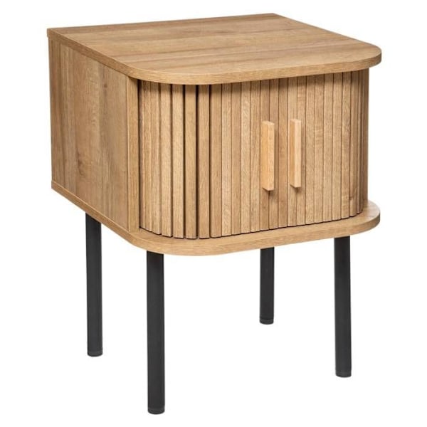 Nattesbord - ATMOSPHERA - Colva - 2 skydedøre - MDF og E1 spånplader Naturlig og sort