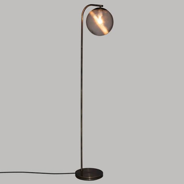 Modern Golvlampa ATMOSPHERA - Mörkguld Metall och Ribbad Glas - H 153 cm gyllene