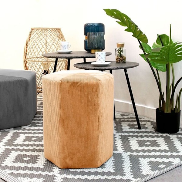Pouf i fløjl - Giulia - Gul - AC-DÉCO - Vintage stil - 1 plads Gul