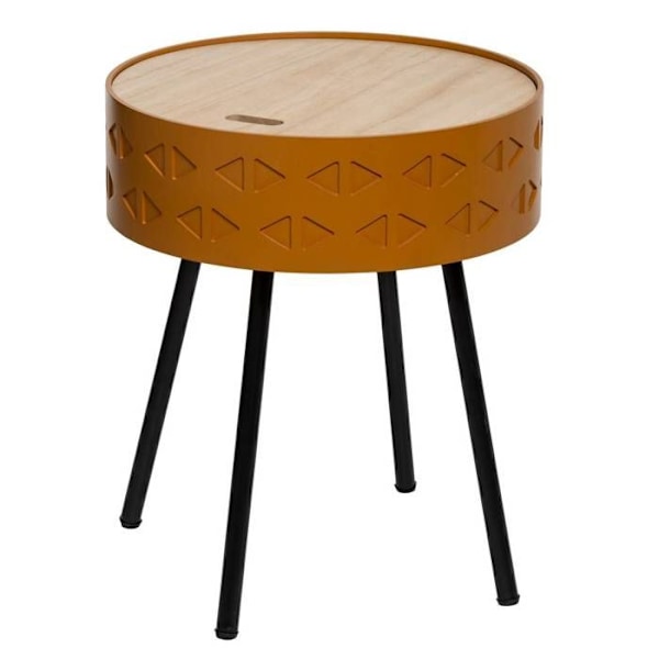 Kaffebord med opbevaring - ATMOSPHERA - Shiro - Skandinavisk og moderne stil - Trælook Sort, karamel og naturlig