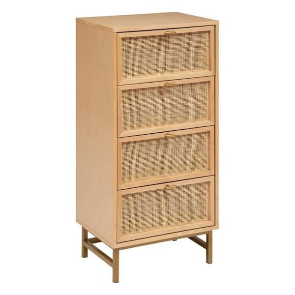 Chiffonier "Rayo" i metall & björk 4 lådor 50x35cm - Naturligt trä - Atmosphera inredningsdesigner naturligt trä