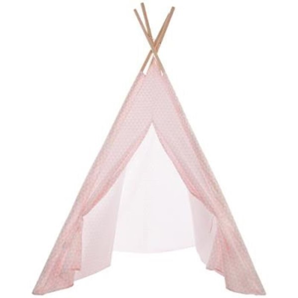 Tipi dekoration för barn i trä och polyester färg rosa - Mått: L 120 x B 160 x H 120 cm