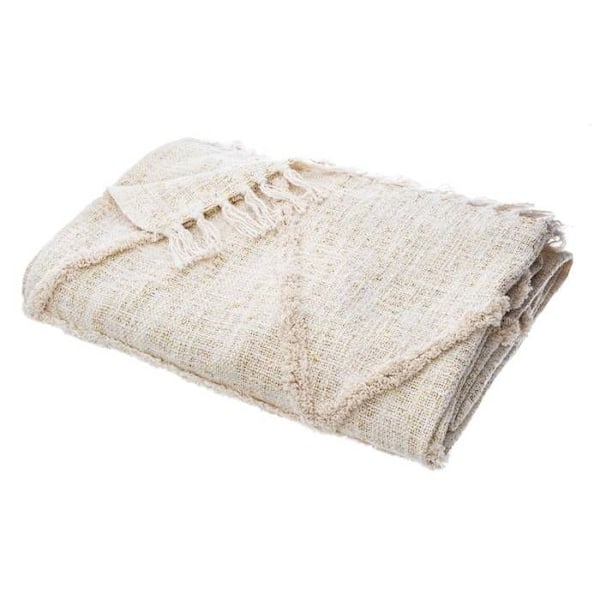 Sängkast "Shine" i bomull & lurex - elfenben 130x180 cm - Beige - Atmosphera inredningsdesigners Beige