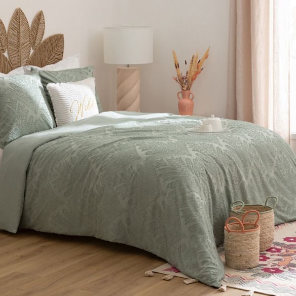 Sæt med 3 dele "Wild" jacquard i celadon grøn 240x220cm - Atmosphera indretningsdesigner - Grøn Celadon Grön