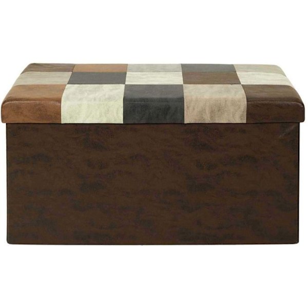 Banc Coffre Pliable Patchwork "Loic" 76cm Brun