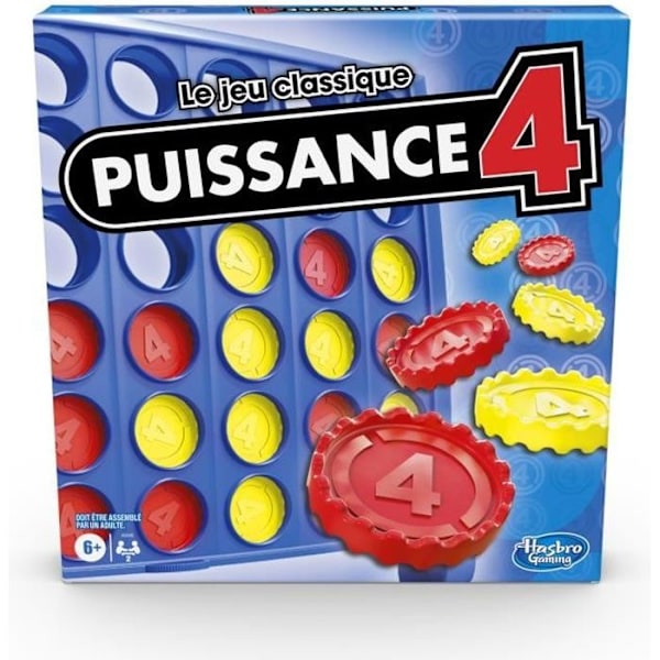 Power 4, Det klassiske spil, Strategibrætspil, 2 spillere fra 6 år og opefter, Hasbro Gaming Beige