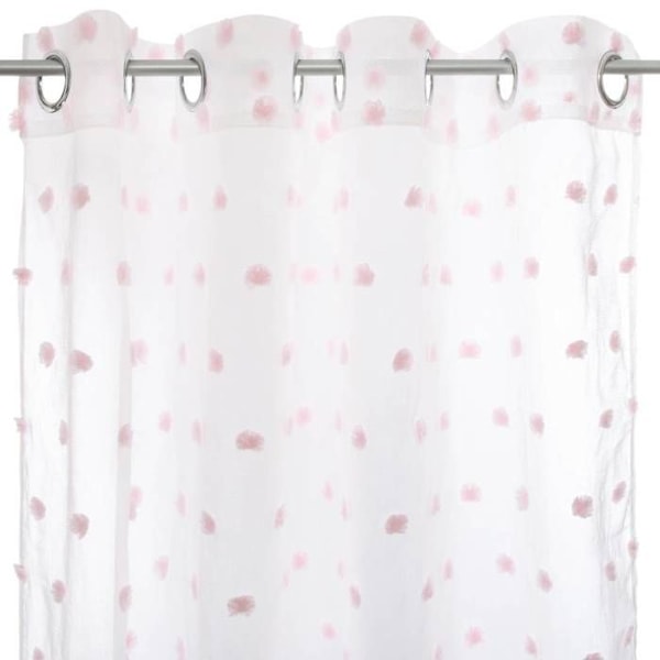 Rideau enfant "Pompoms" - hvid & rosa 140x240 cm - Rosa - Atmosphera indretningsdesigner Lyserød