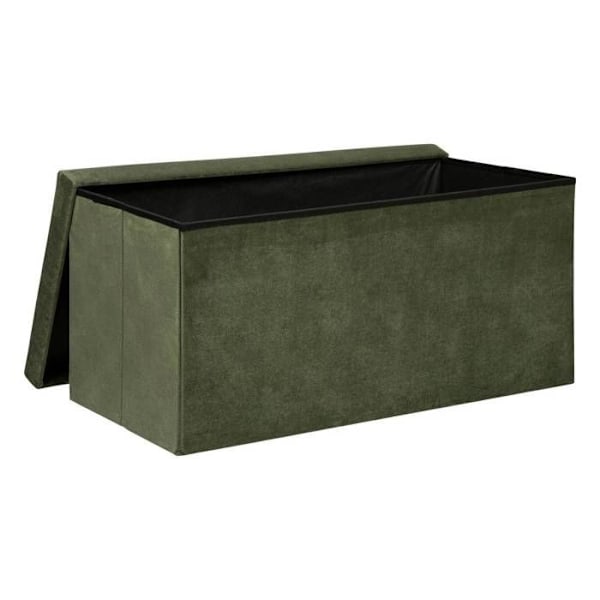 Dobbelt foldbart pouf "Lilou" i fløjl 76x38cm olivengrøn - Olivengrøn - Atmosphera indretningsdesigner Grön khaki