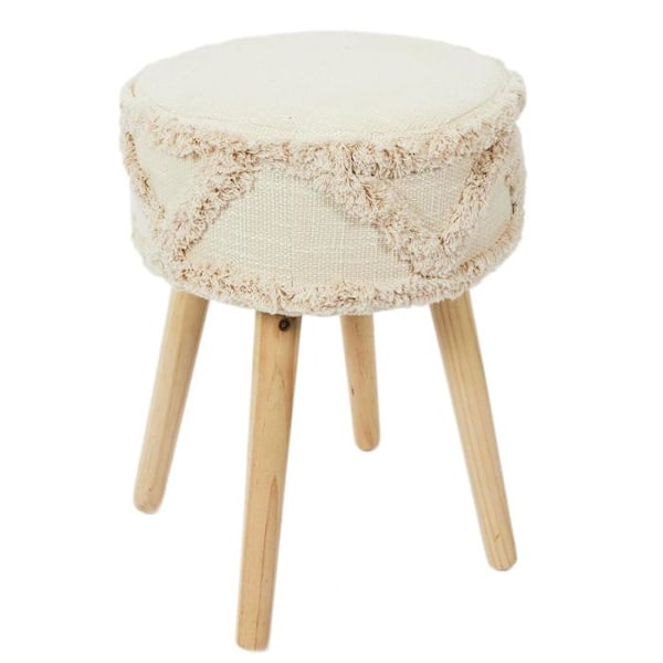 Etninen taburetti puujaloilla Mirage - Beige Naturlig