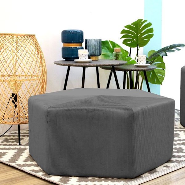 Sohvapouf samettikankaasta - Giulia - Harmaa - AC-DÉCO - Vintage-tyyli