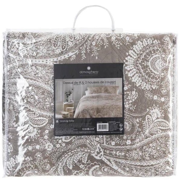 Päällyspäiväpeitto - ATMOSPHERA - Marie Lin - 240x260 cm - 100% polyesteri - 2 tyynyliinaa Linne Beige