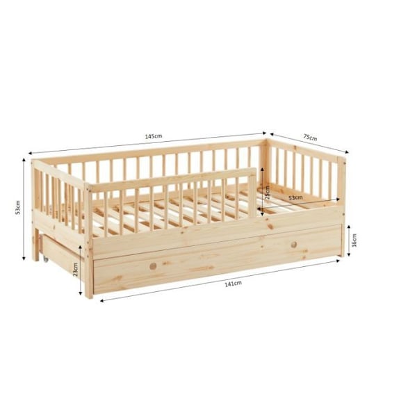 Säng barn Ark av Drömmar med låda 70x140 - Laïba Kids Beige