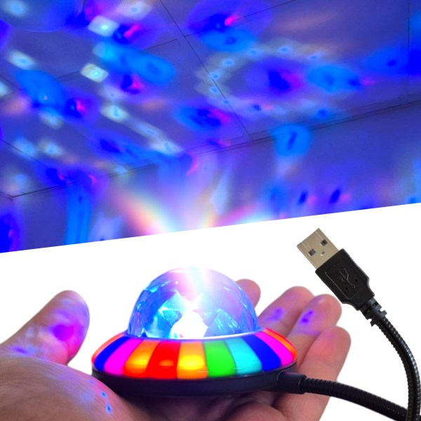 Discoboll Lampa - Musikstyrd Discolampa med USB Anslutning 7 cm