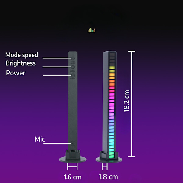 Musik LED Bar 2-Pack Svart