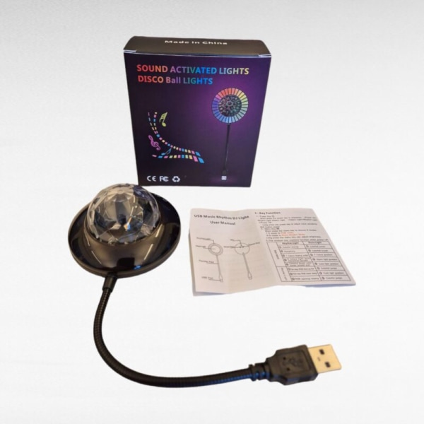 Discoboll Lampa - Musikstyrd Discolampa med USB Anslutning 7 cm