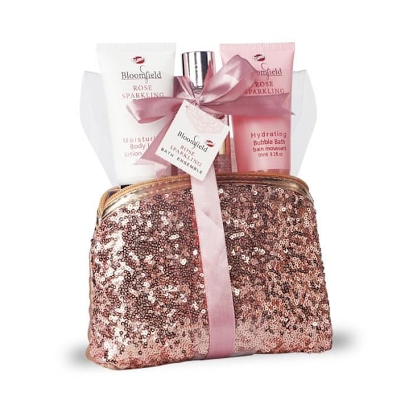 Kylpypakkaus - Bloomfield - Vaaleanpunainen - Suihkugeeli 100ml - Kylpyvaahto 95ml - Voide 95ml Rosa