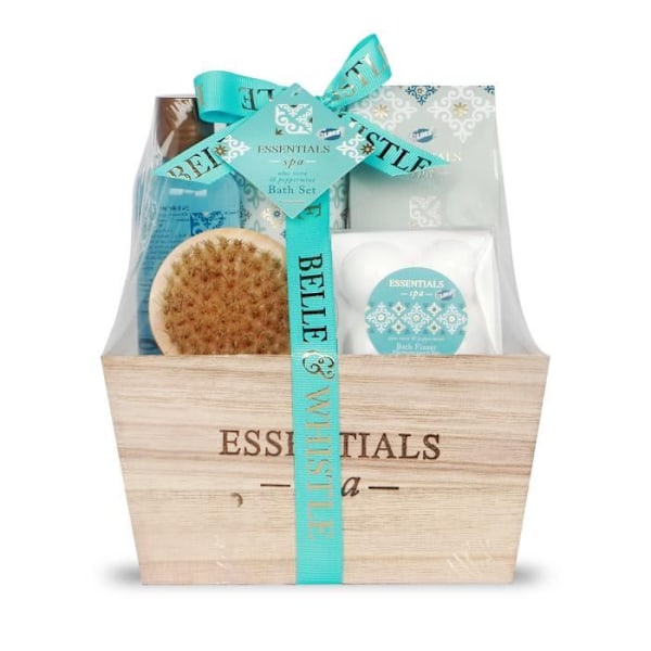 Badeæske - Essentials Spa - 5 stk - Brusegel 160ml - Kropslotion 100ml - Badekrystaller 100g