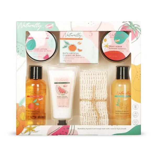 Badekasse - GLOSS - Naturally - 7 dele - Duschgel 160ml - Skumbad 160ml - Sisalhåndklæde