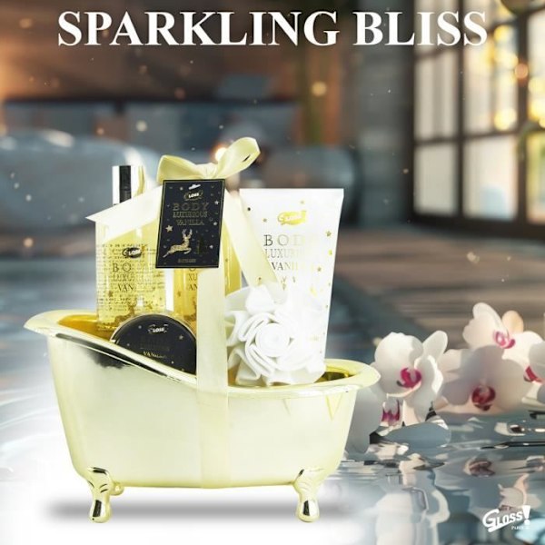 Kauneuslahjapakkaus - Body Luxurious - Vanilja - Suihkusaippua 260ml - Kylpypommi 260ml - Lotion 190ml