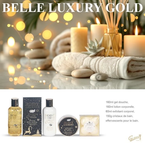 Kylpysetti - Body Luxurious Gold - Suihkusaippua 160ml - Kehokosteusvoide 160ml - Kuorinta 60ml GULD