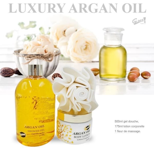 Badkit - Natur - Arganolja - 500ml duschgel - 200ml lotion - 1 EVA-svamp