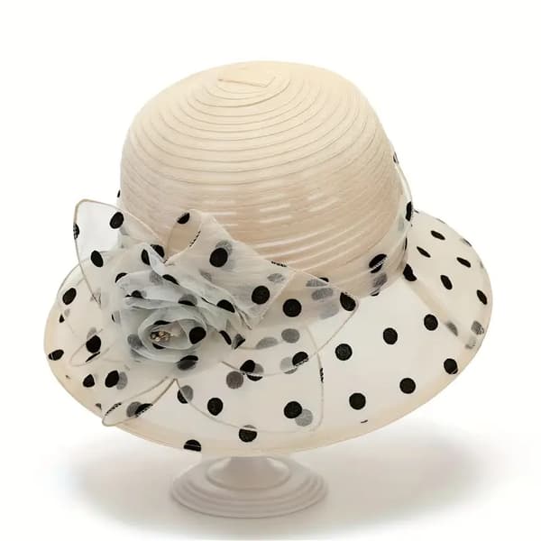 Solhatte med polkaprikker, elegante åndbare mesh-bryllupshatte, trendy rejse-strandhatte til kvinder til daglig brug