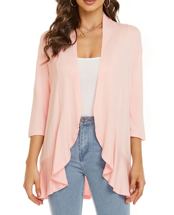 Sommercardigan til kvinder lette bløde toppe til kvinder Pink Pink M