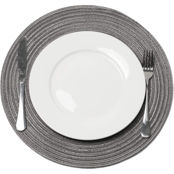 Set med 6, grå 38 cm, bordstabletter i vävd polypropen och bomull F