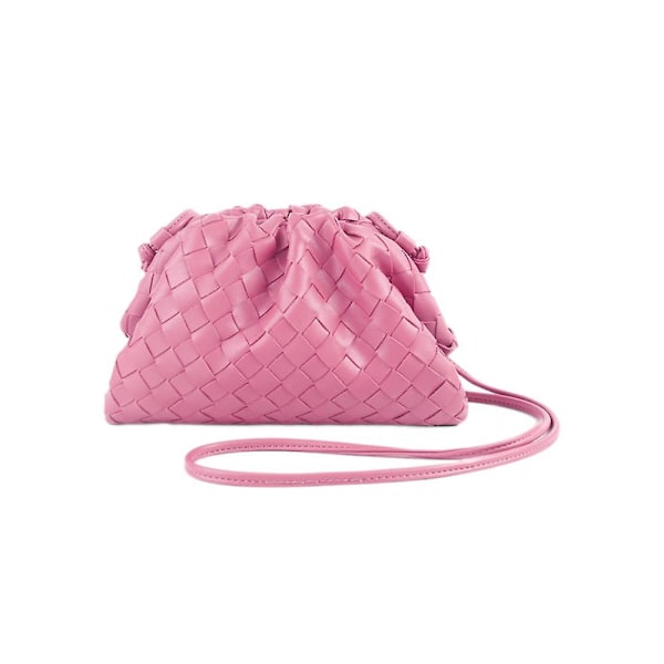 PU-vävd väska Satchel Cloud Mini Läder Clutch Pink