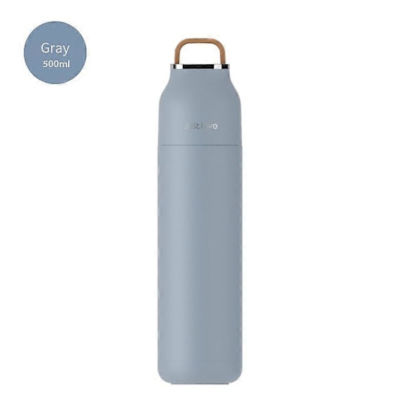 500ml kaffe resemugg termos inbyggt lock kopp rostfritt stål termospotta present kontorsmugg Gray