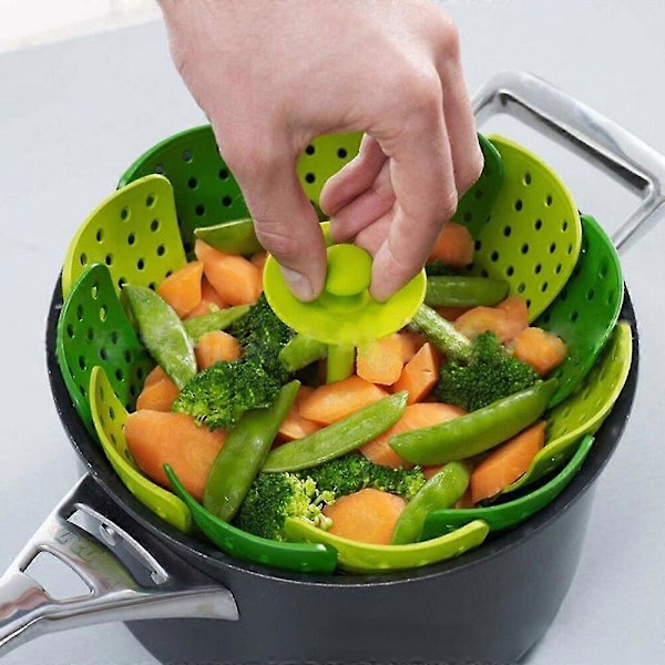 Vikbara Ångkokningskorgar Infällbar Plast Mat Ångande Frukt Grönsaksfat