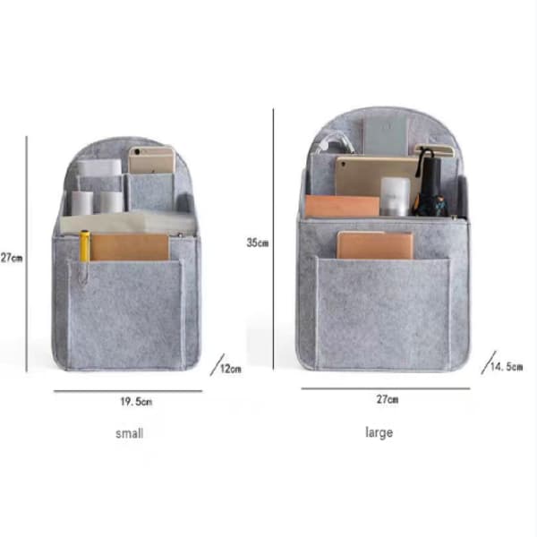 Filt opbevaringstaske, rygsæk, multifunktionel organizer taske, eksport opbevaringstaske medium gray Small