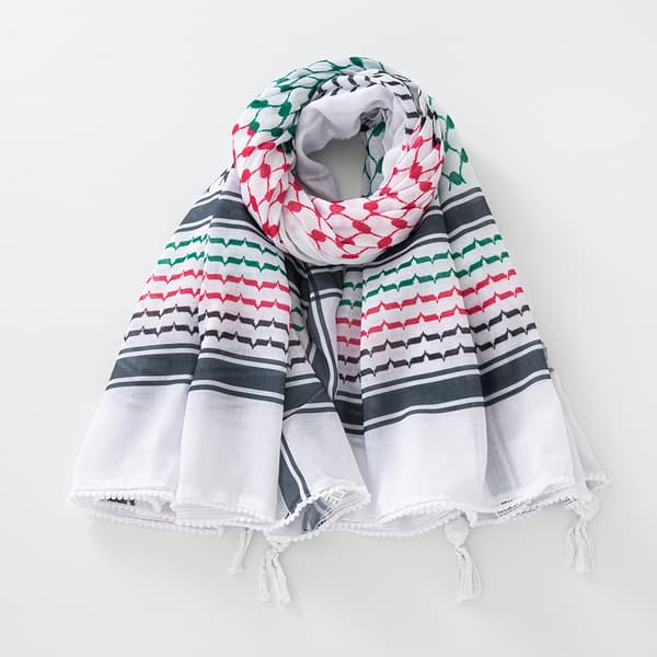 Arafat Hijab Arabisk Sjal Boblekant Kvast - Farverig