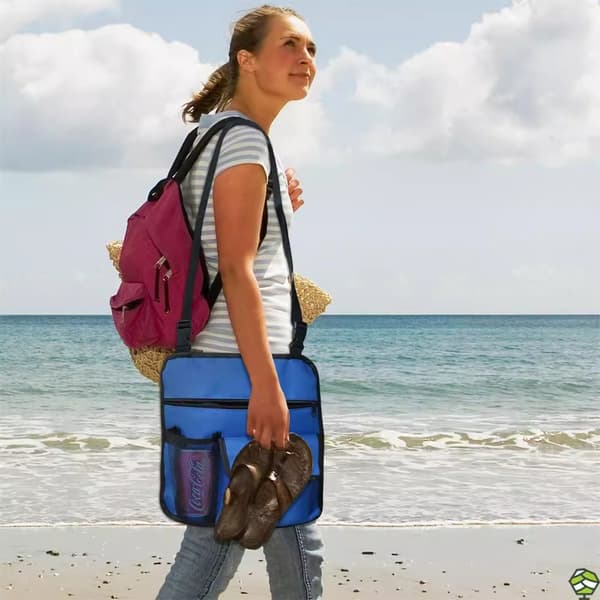 Hængepose til campingstol, sidetaske til armlæn, strandfodovertræk Green