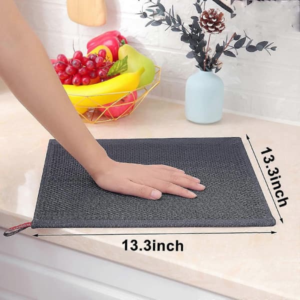 6-pak bomuldsvaffelvævede køkkenviskestykker, ultrabløde absorberende hurtigtørrende viskestykker mørkegrå Dark gray 34*34cm