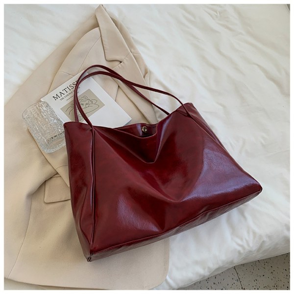 Vintage Handväska PU Läder Väska RÖD red