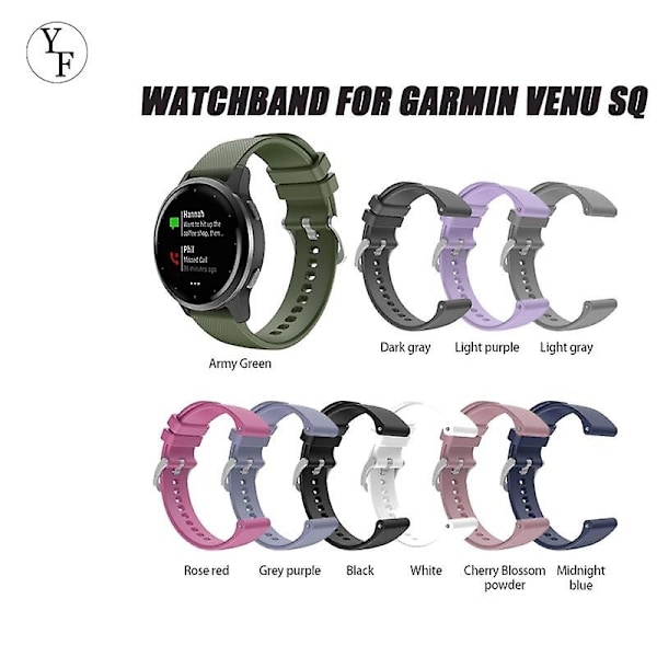 pc Klockarmband för Garmin Venu Sq Silikon Silver Spänne Rem för Garmin Vivomove3 Ersättning-WELLNGS white