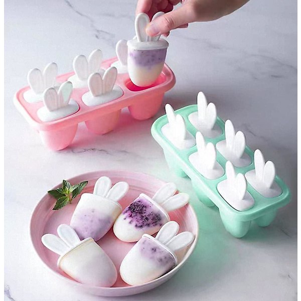 Set med 6 Glassformar med Pinne, Mini Glassform, Denna Isglassform, Vattenis, R