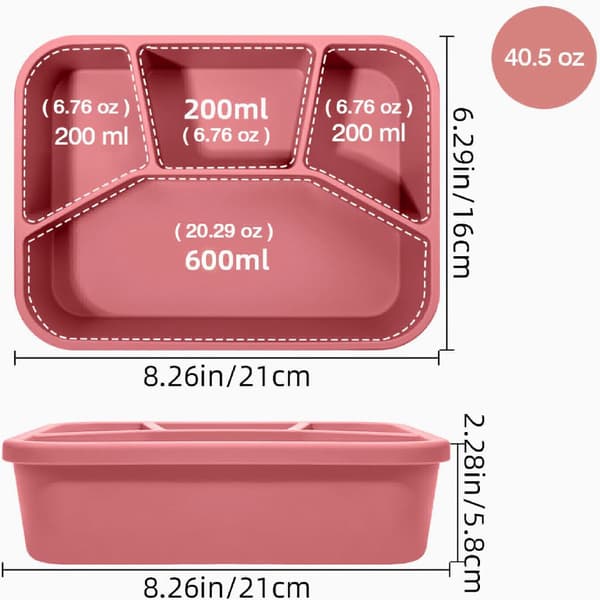 Matlåda med 4 fack och lock, läckagesäker Bento-stil matförvaring för snacks
