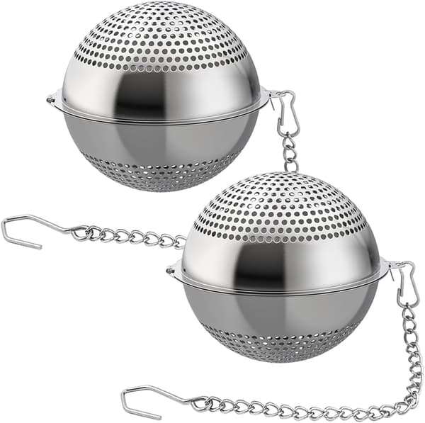 2-pack livsmedelsklassad 304 rostfri tesil i nät 5,3 cm teinfusionssilfilterdiffusor för löst te