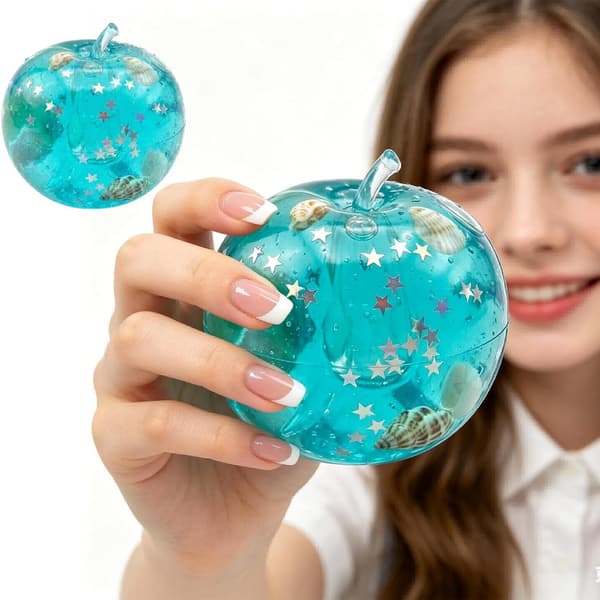 Blå Ocean Slushy Æble Squishy, Gelfyldt Fidget Klemmelegetøj til Angstdæmpning