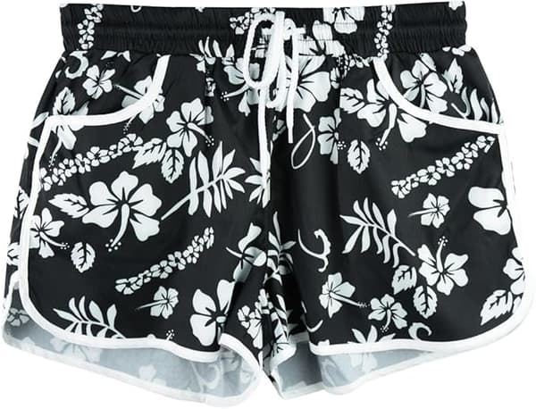 Kvinders blomstrede strandshorts med lommer, badetøj 2 2 M