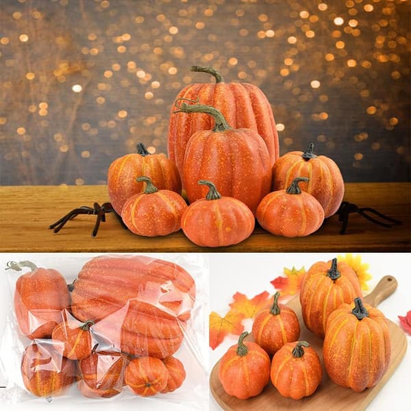 7 stk. kunstige græskar, efterårsdekoration, hvidt græskar til Thanksgiving efterårshøst Halloween jul Orange