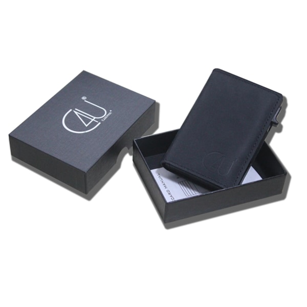 Exklusiv Korthållare C4U Design RFID & NFC Skydd Plånbok Pop-up Svart Black one size