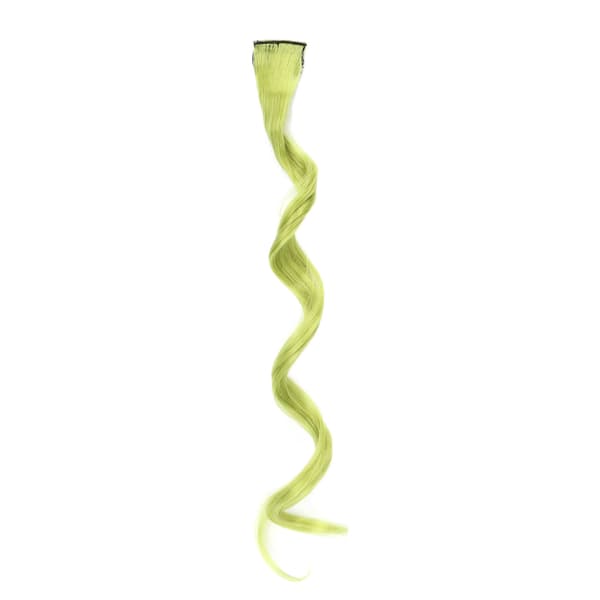 stk. lange krøllede hårextensions til kvinder og piger, stilfulde hårextensions med farvede striber og klips, grøn